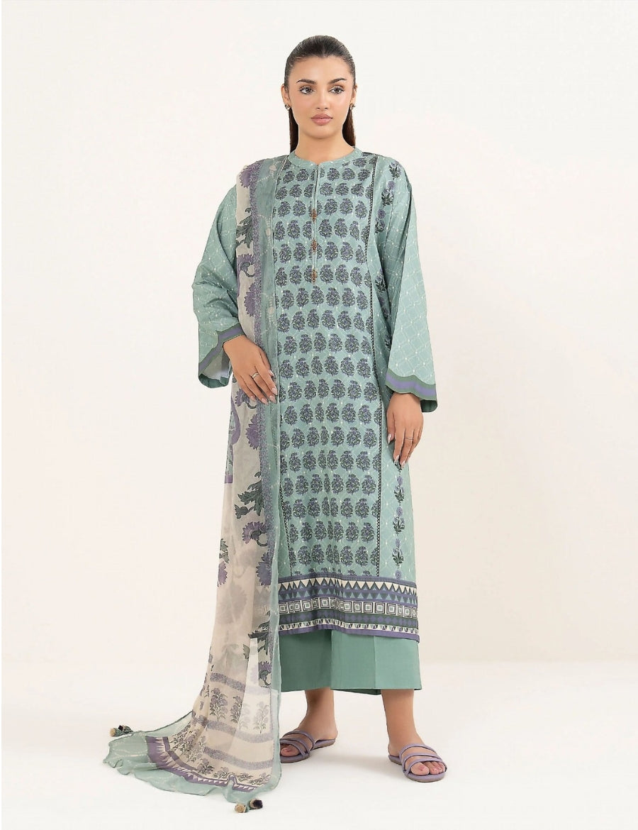 Unstitched printed 3pc Linen