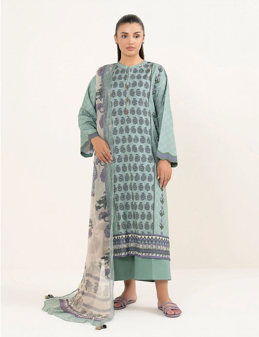 Unstitched printed 3pc Linen