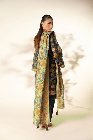 Charcoal printed 3pc khaddar