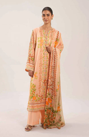 light peach printed lawn 3pc