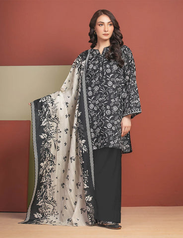 Black printed 3pc Linen