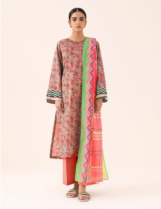 Unstitched printed 3pc Linen