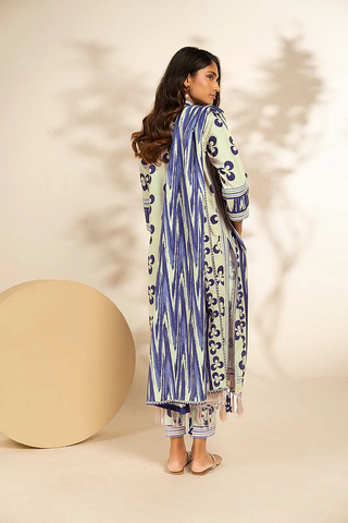 Beige printed 3pc khaddar