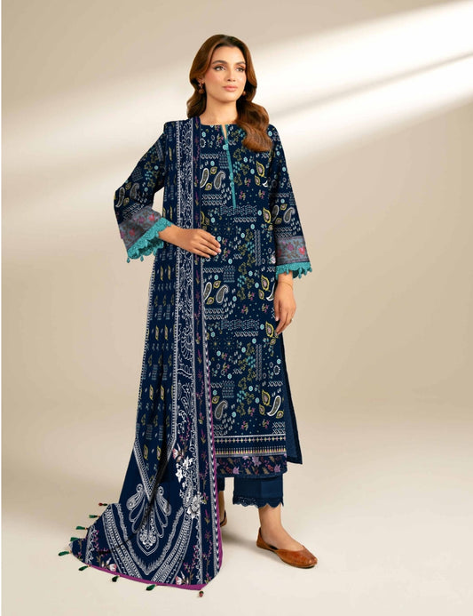 Unstitched printed 3pc Linen
