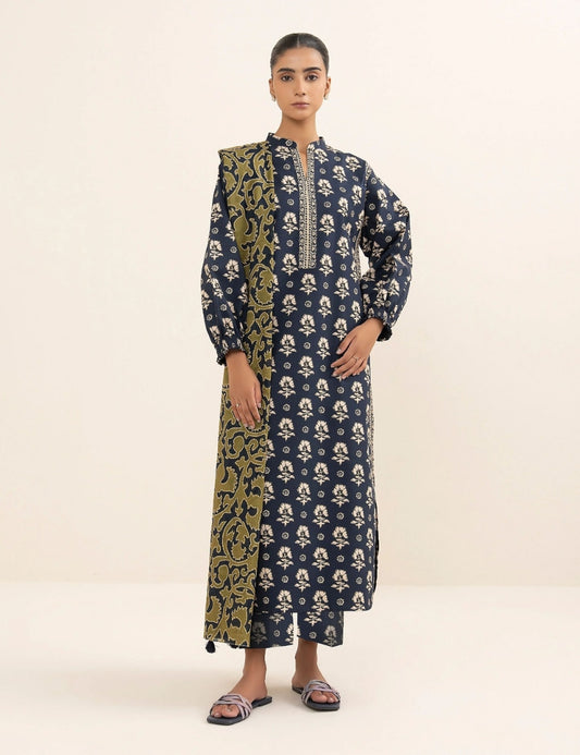 Unstitched printed 3pc Linen