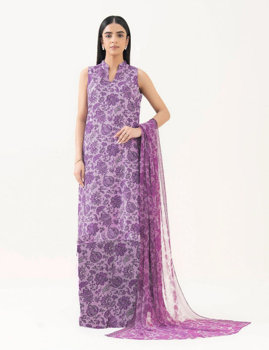 Unstitched printed 3pc Linen
