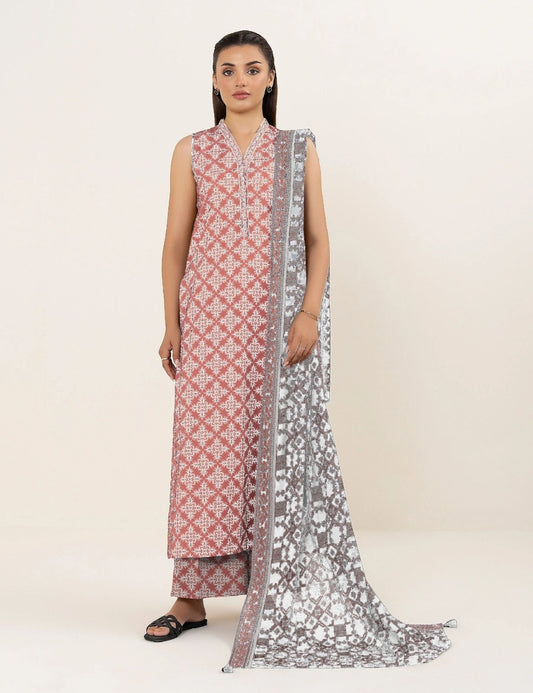Unstitched printed 3pc Linen