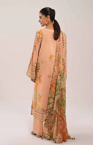 light peach printed lawn 3pc