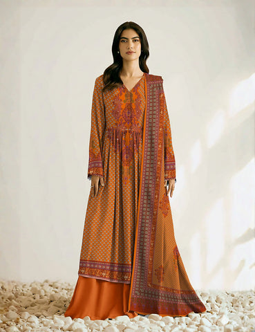 Unstitched printed 3pc khaddar