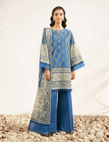 Unstitched printed 3pc khaddar
