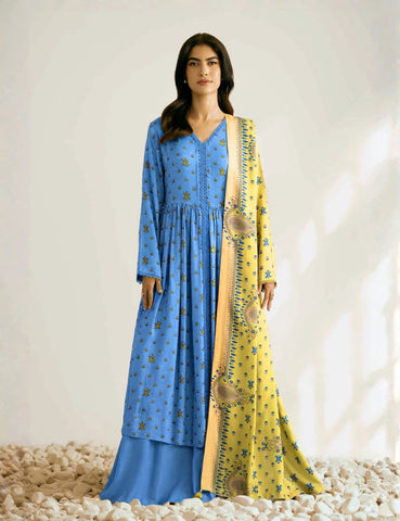 Unstitched printed 3pc khaddar