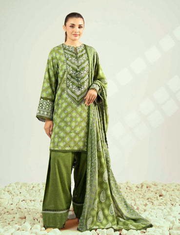 Unstitched printed 3pc khaddar