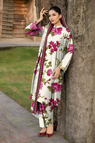 Floral printed 3pc khaddar