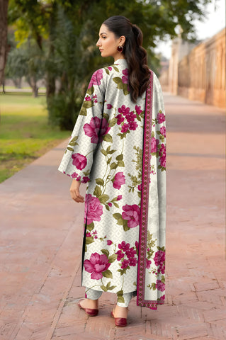 Floral printed 3pc khaddar