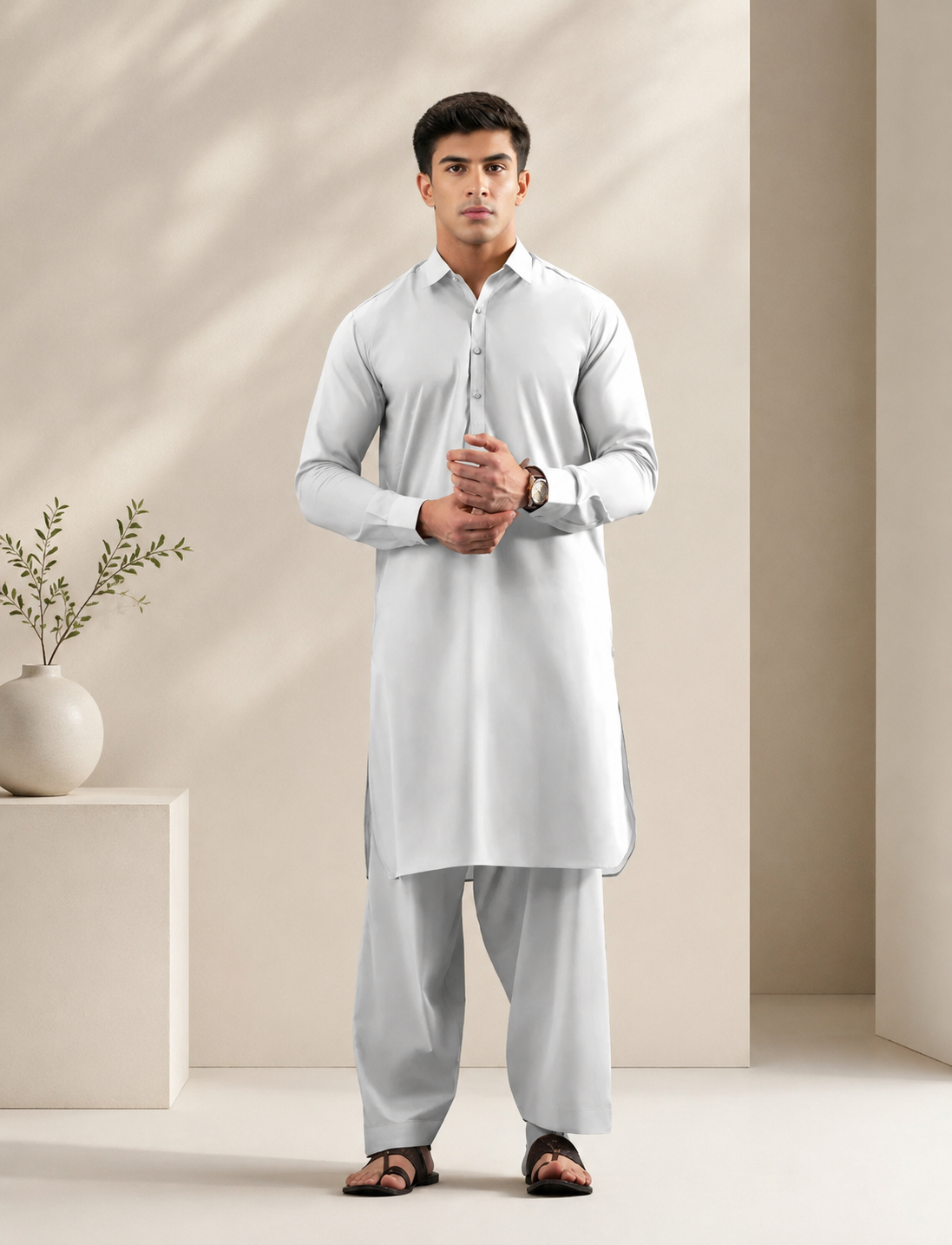 Ice Grey German cotton  by gul ahmad