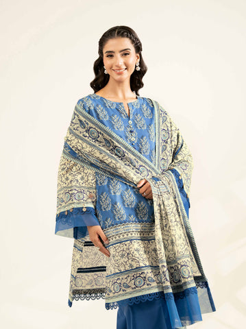 Unstitched printed 3pc khaddar