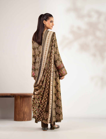 Unstitched printed 3pc khaddar