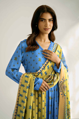 Unstitched printed 3pc khaddar