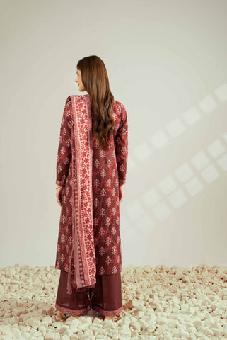 Unstitched printed 3pc khaddar