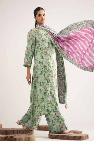 Unstitched printed 3pc khaddar