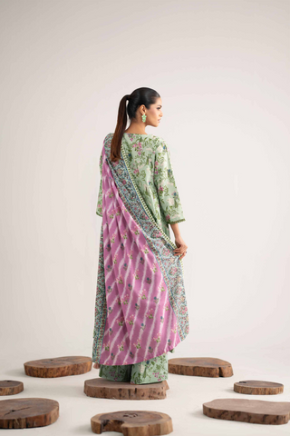 Unstitched printed 3pc khaddar