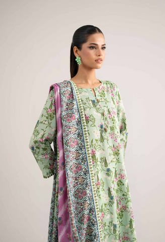 Unstitched printed 3pc khaddar