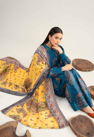 Unstitched printed 3pc khaddar