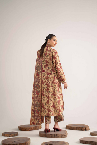 Unstitched printed 3pc khaddar