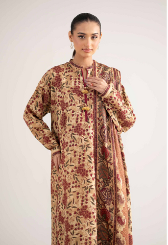Unstitched printed 3pc khaddar