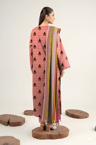 Unstitched printed 3pc khaddar