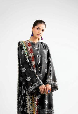 Unstitched printed 3pc khaddar
