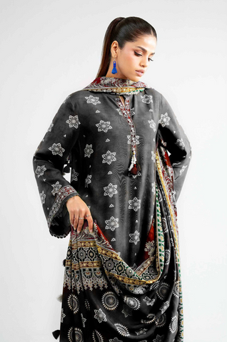 Unstitched printed 3pc khaddar