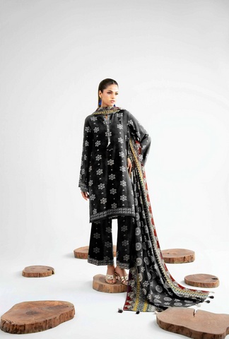 Unstitched printed 3pc khaddar