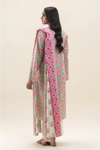 Baby pink printed 3pc Linen