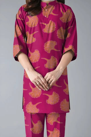Unstitched printed 3pc vintex peach