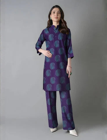 Unstitched printed 3pc vintex peach