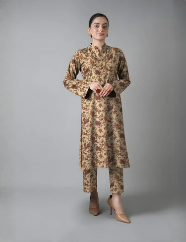 Unstitched printed 3pc vintex peach