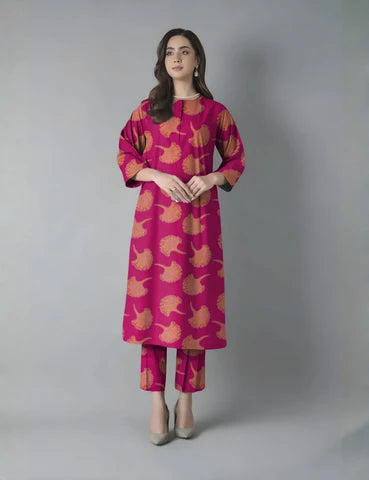Unstitched printed 3pc vintex peach
