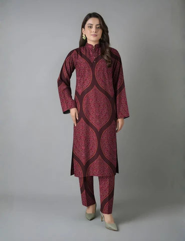 Unstitched printed 3pc vintex peach