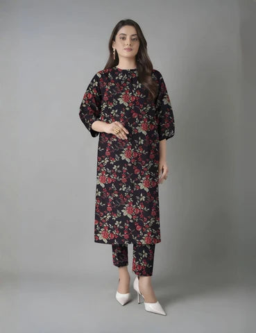 Unstitched printed 3pc vintex peach