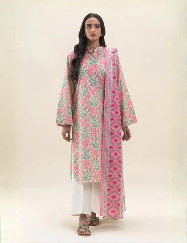 Baby pink printed 3pc Linen