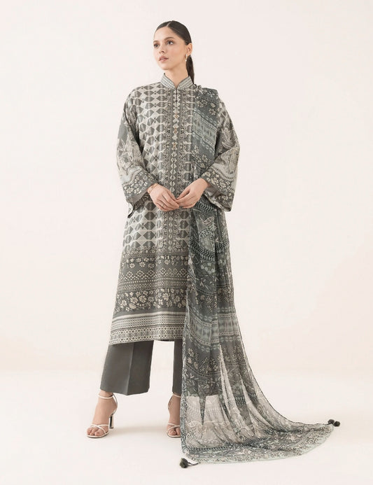 Unstitched printed 3pc Linen
