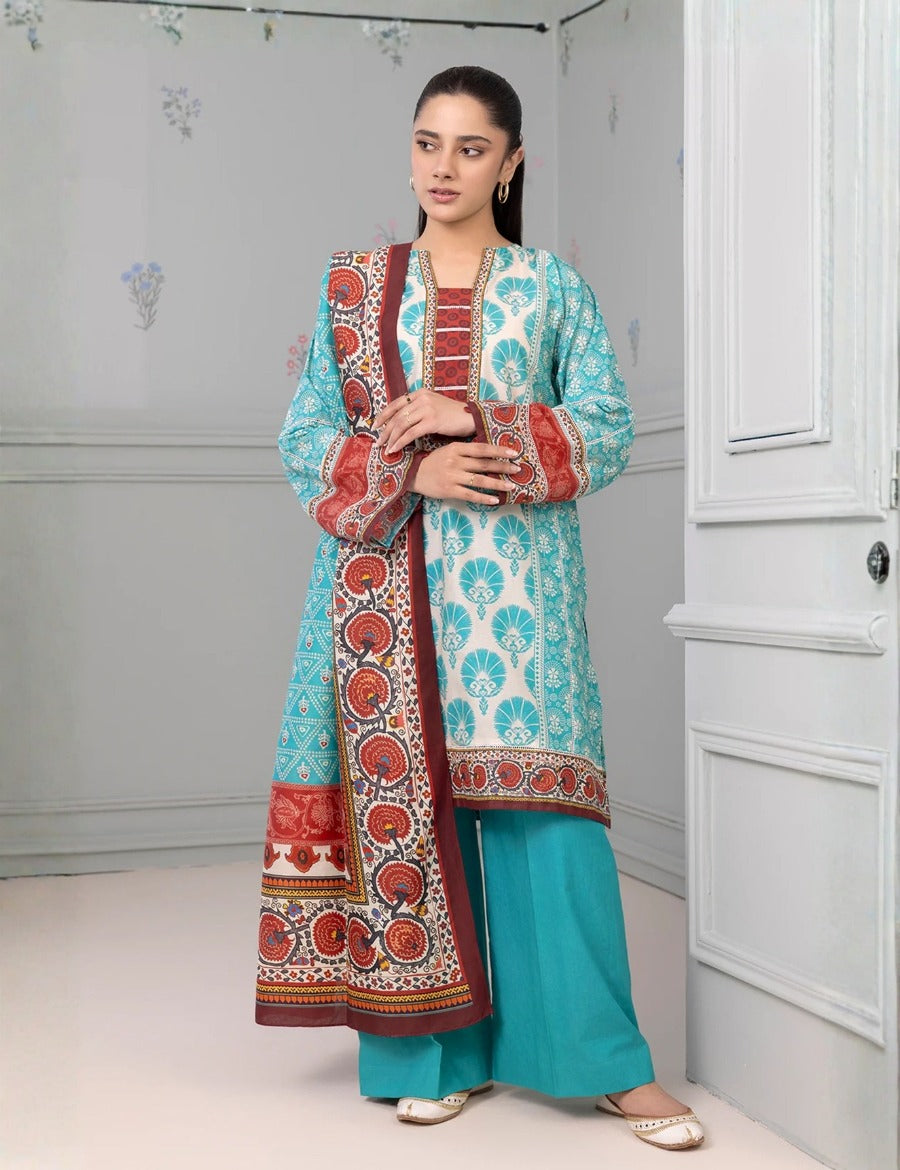 Unstitched printed 3pc Linen