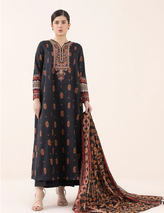 Unstitched printed 3pc Linen