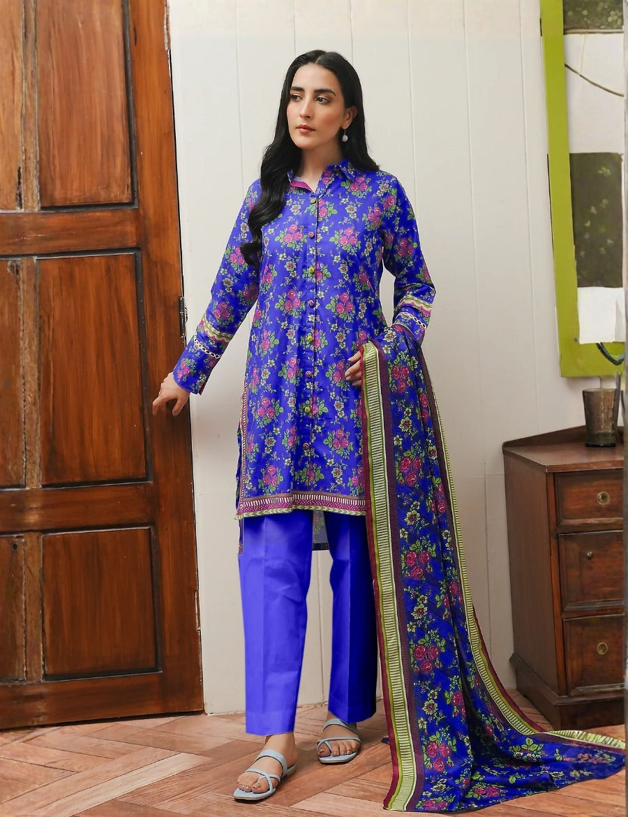 Unstitched printed 3pc Linen