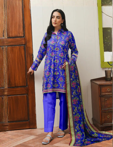 Unstitched printed 3pc Linen