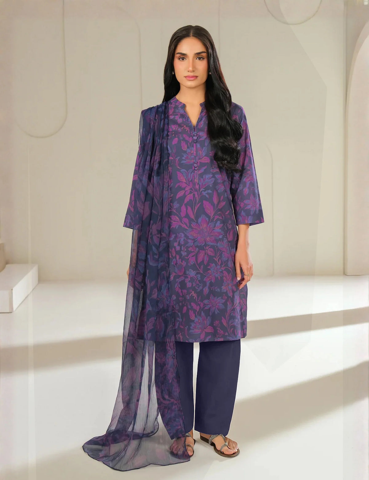 Unstitched printed 3pc Linen