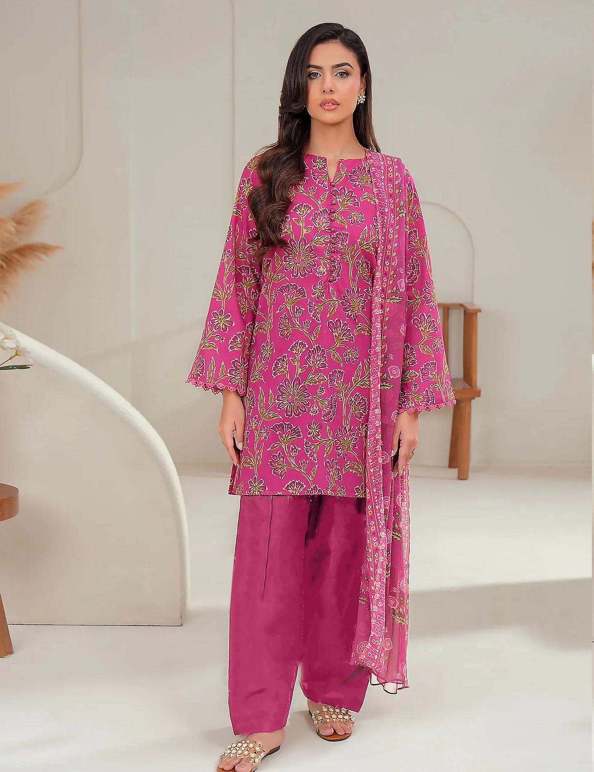 Unstitched printed 3pc Linen