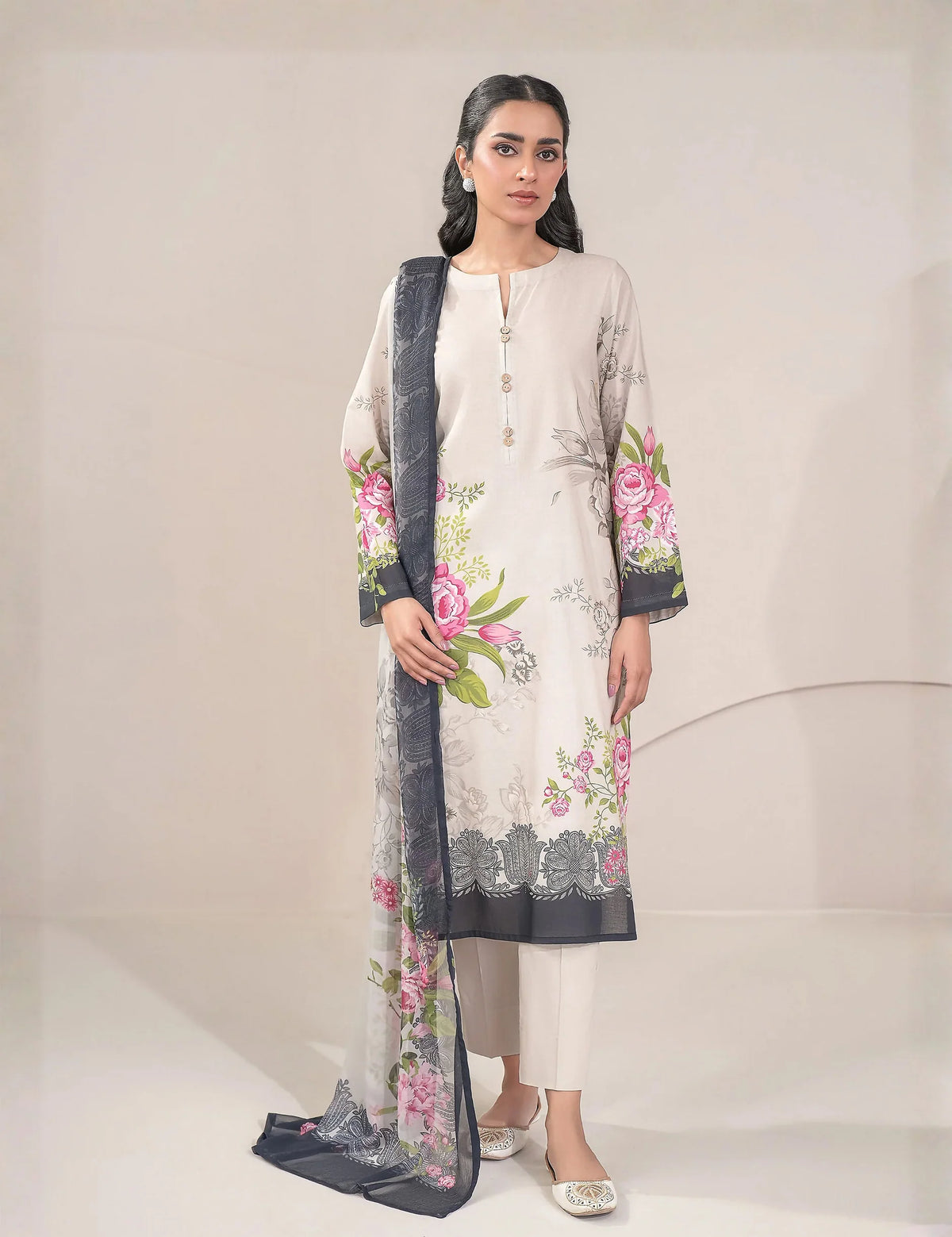 Unstitched printed 3pc Linen