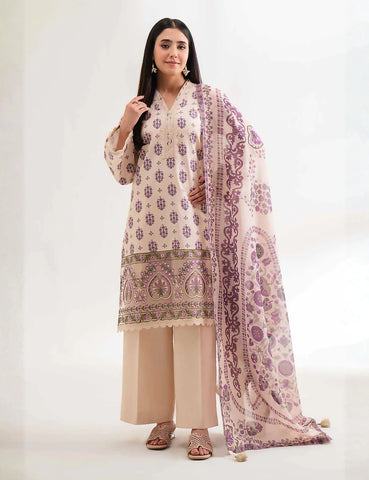 Unstitched printed 3pc vintex peach
